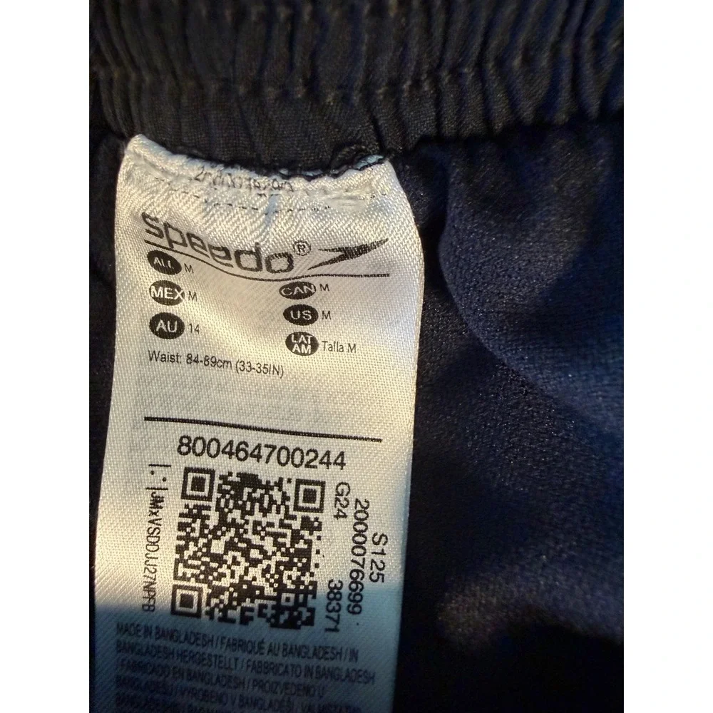 Speedo Mens Hydro Swim Trunks Black White Palm Tree Print 9 Inseam Size Med